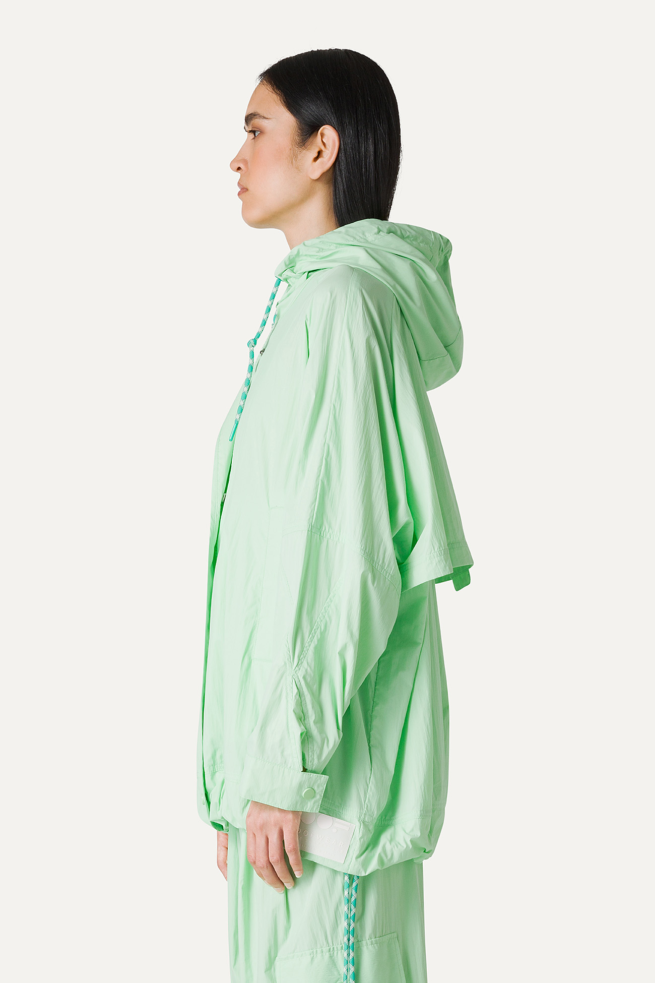 GIACCA CON CAPPUCCIO OVER IN NYLON 9206 - MENTA