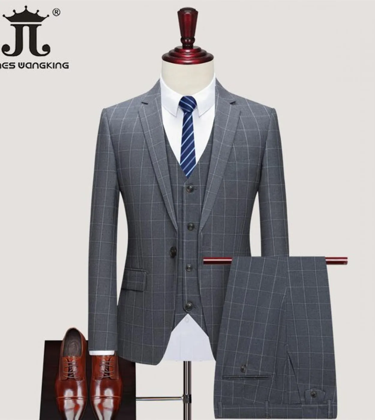 Giacca  gilet  pantaloni Boutique Fashion Plaid Abito formale da uomo formale da uomo in tre pezzi Abito da sposa da sposo