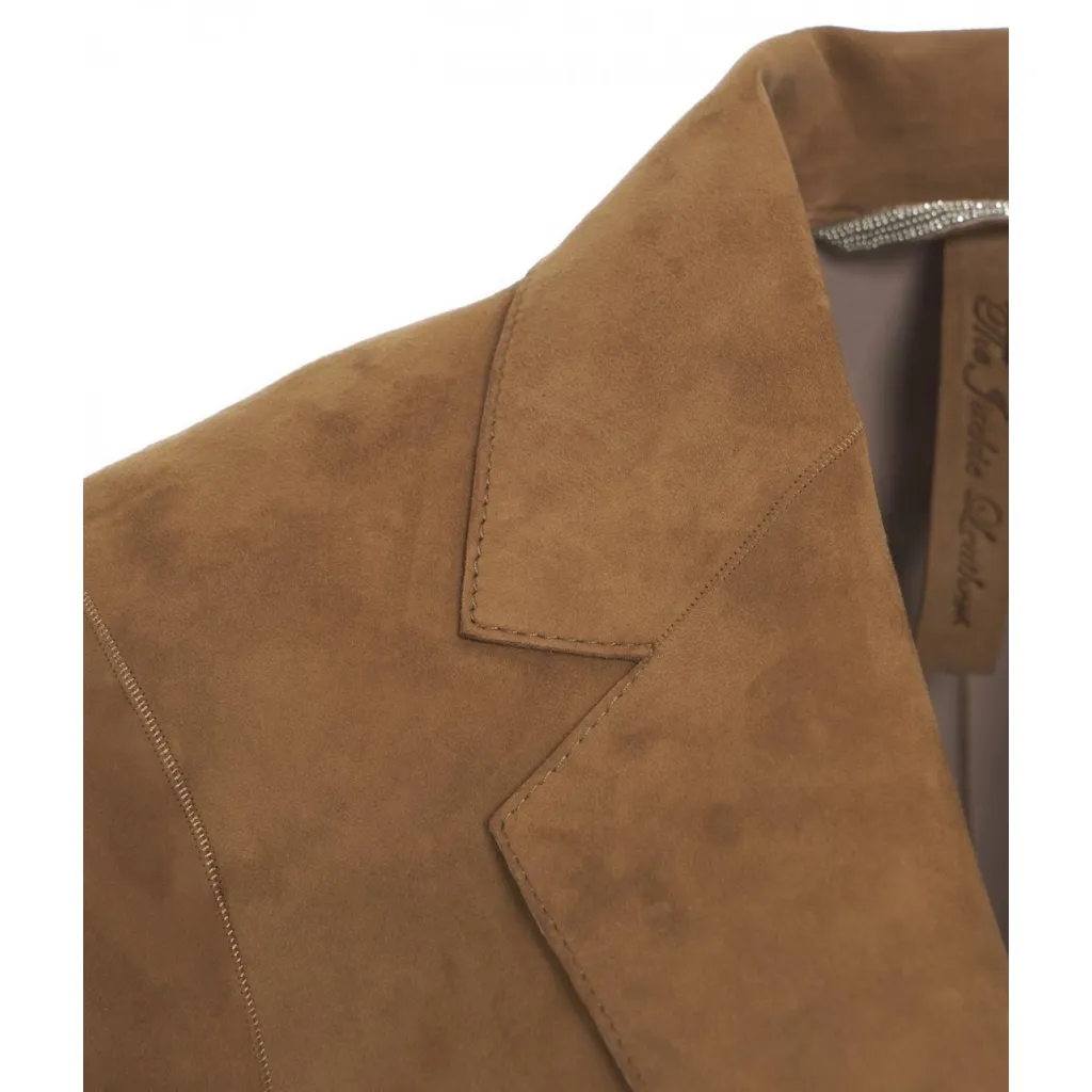 Giacca in pelle scamosciata Beat marrone