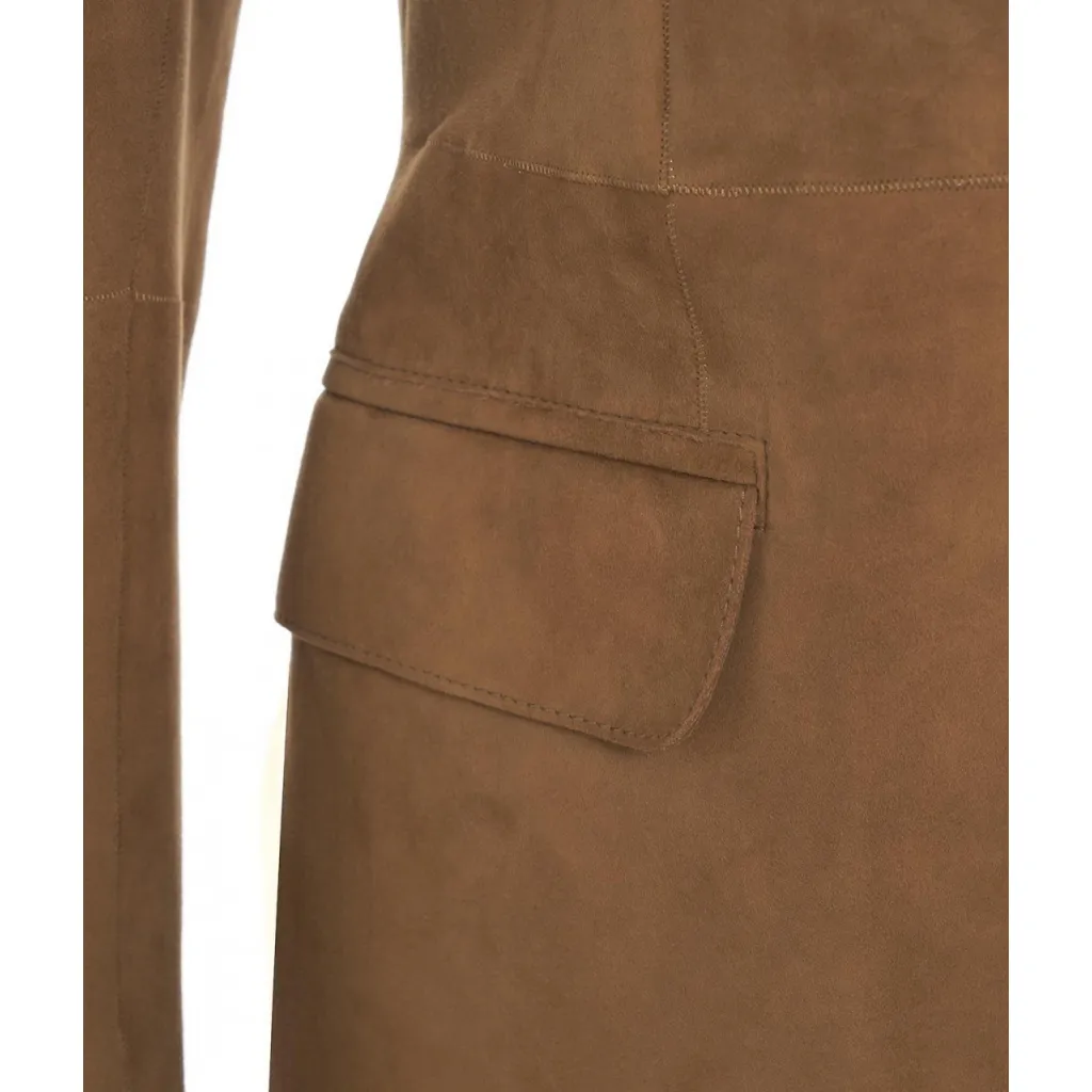 Giacca in pelle scamosciata Beat marrone