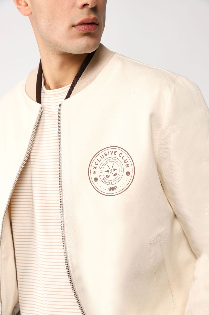 Giacca monocolour con orli elasticizzati e logo