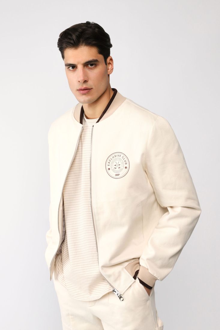 Giacca monocolour con orli elasticizzati e logo