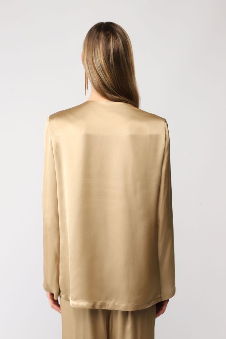 Giacca oversize doppiopetto monocolour effetto satin