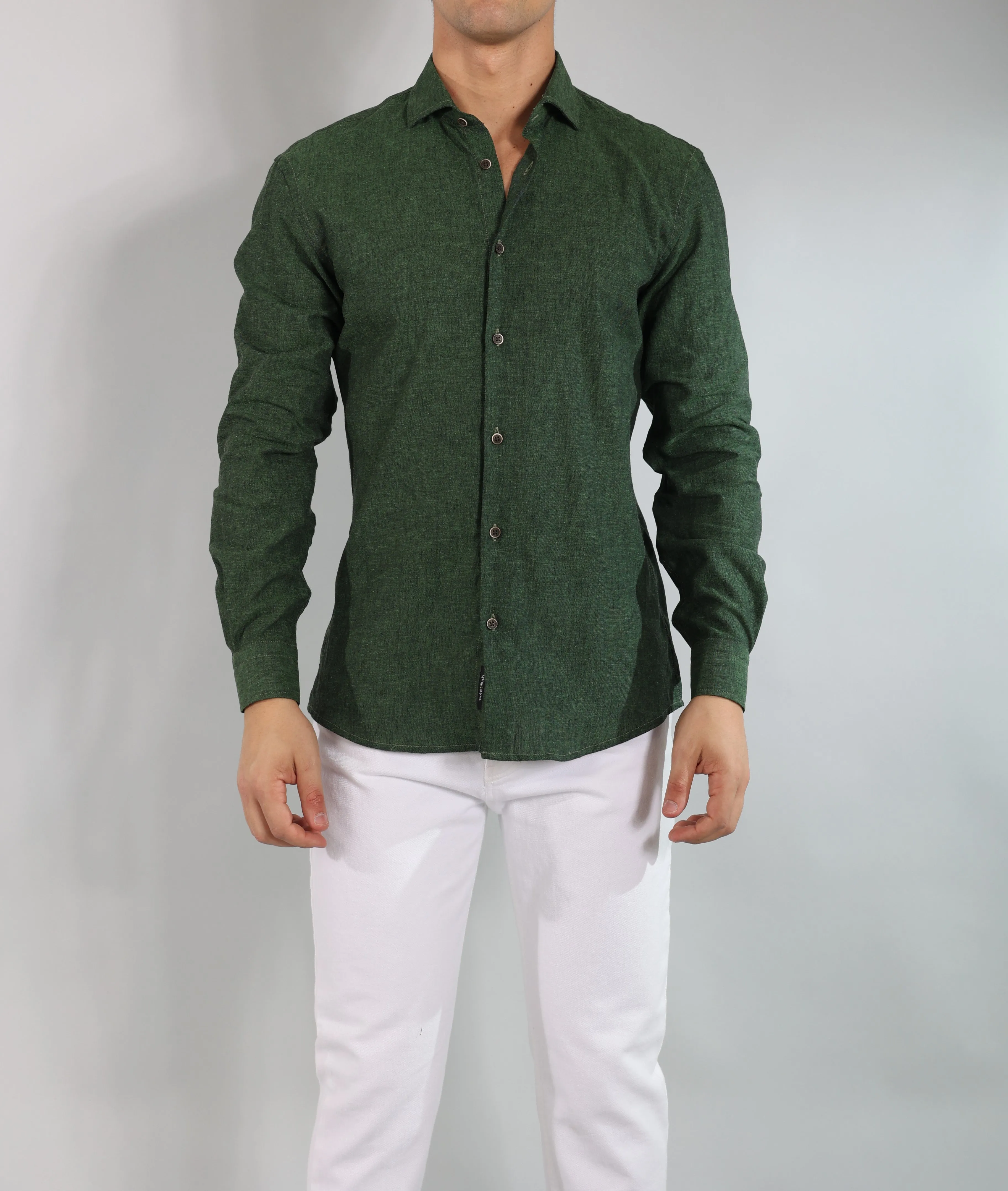 Gold Rush uomo camicia LINOFRANCIASC/42 verde bottig