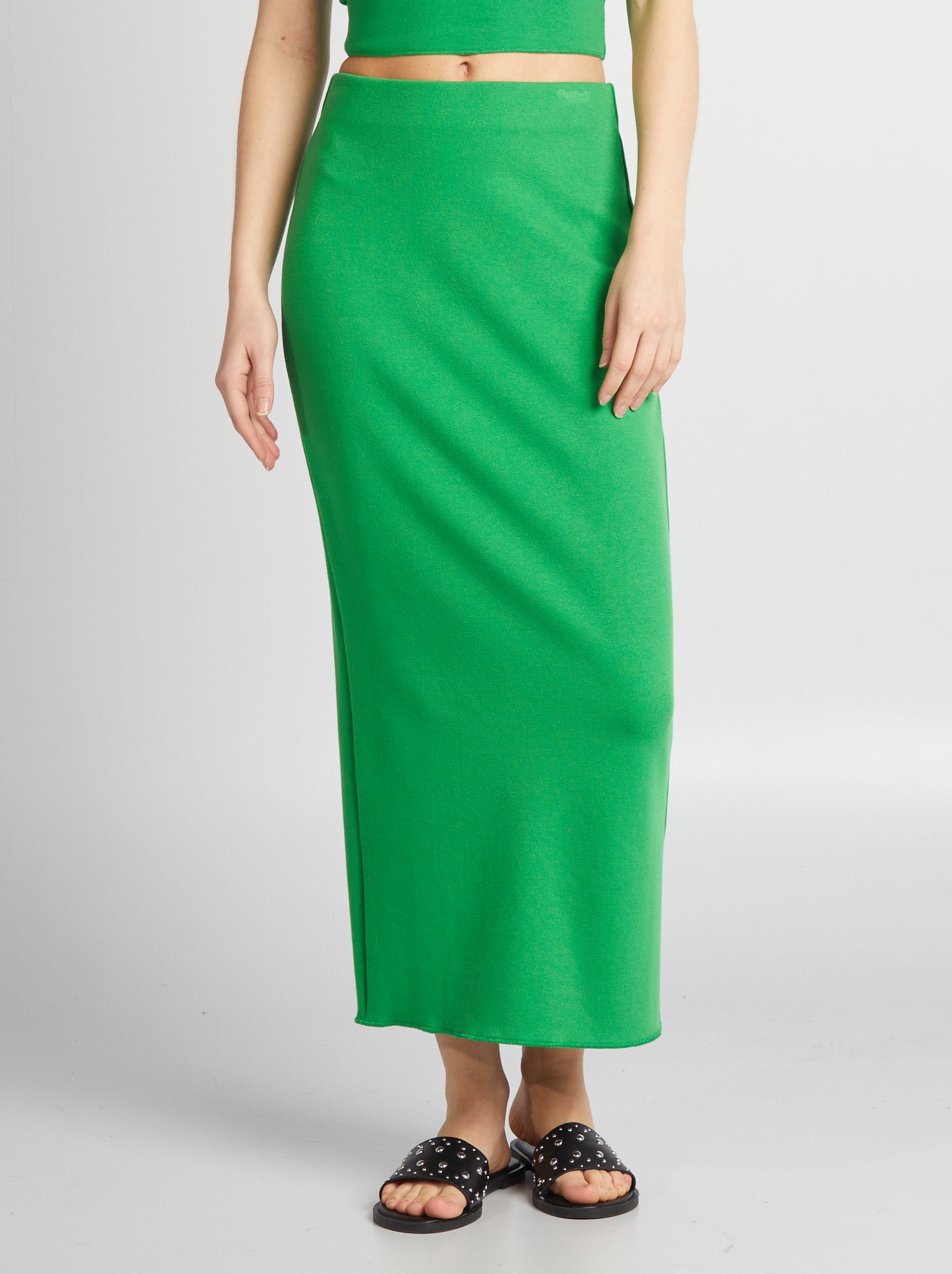 Gonna a tubino in maglia - VERDE