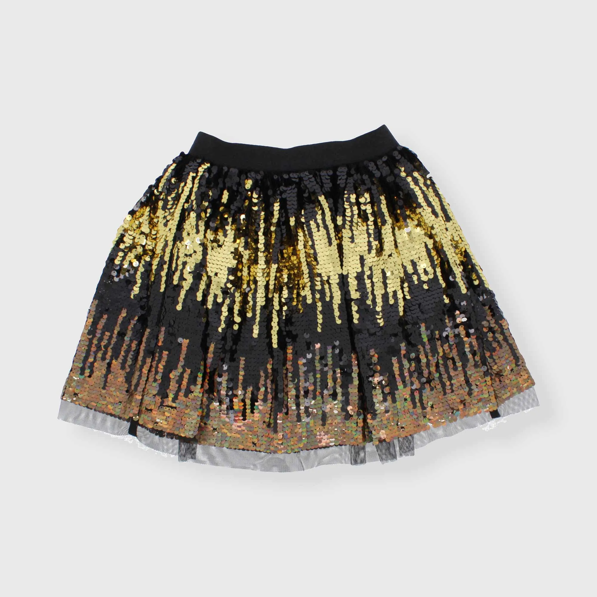 Gonna di paillettes da bambina, NERO            