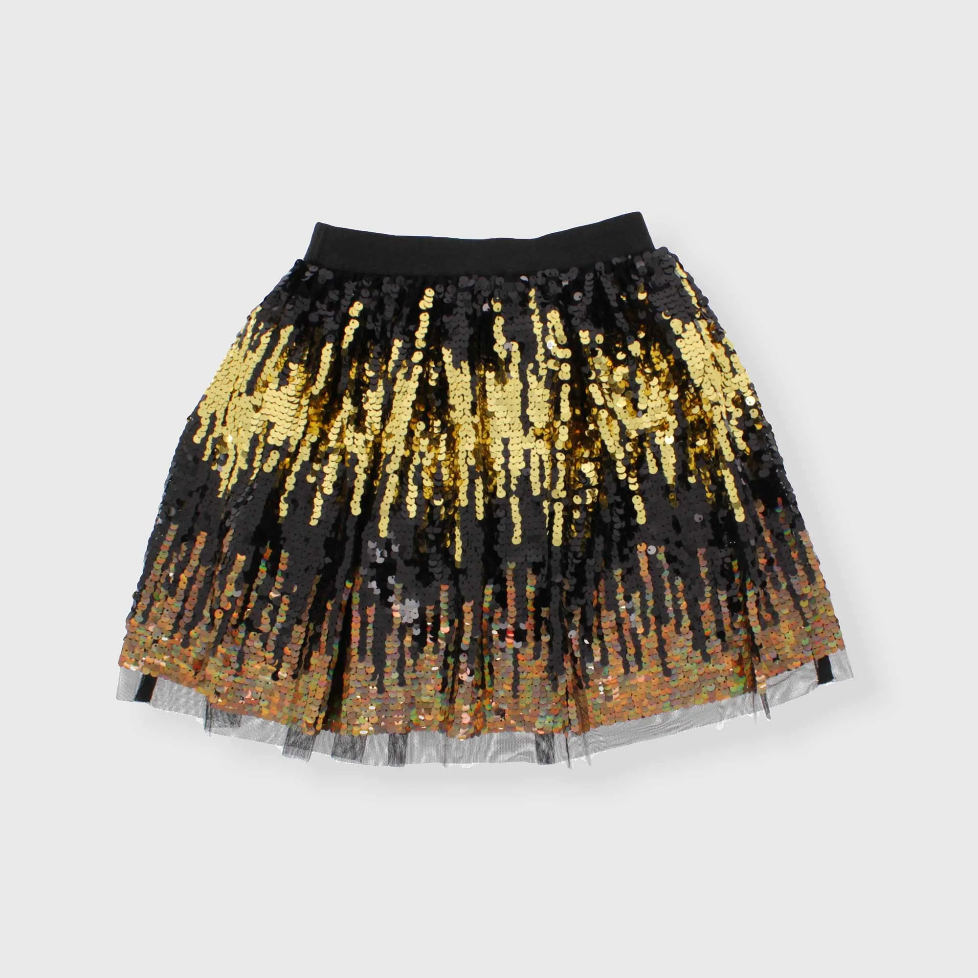 Gonna di paillettes da bambina, NERO            