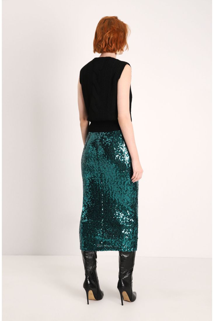 Gonna midi a tubino in paillettes