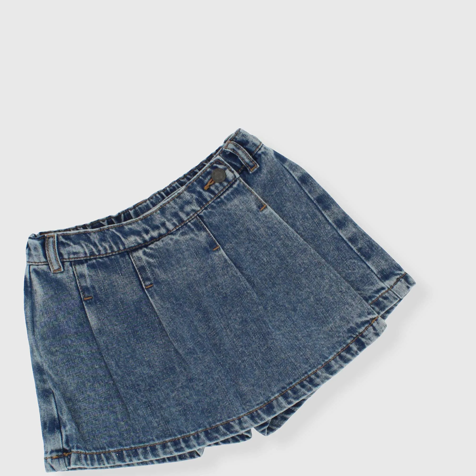 Gonna pantalone in jeans da bambina, BLU            
