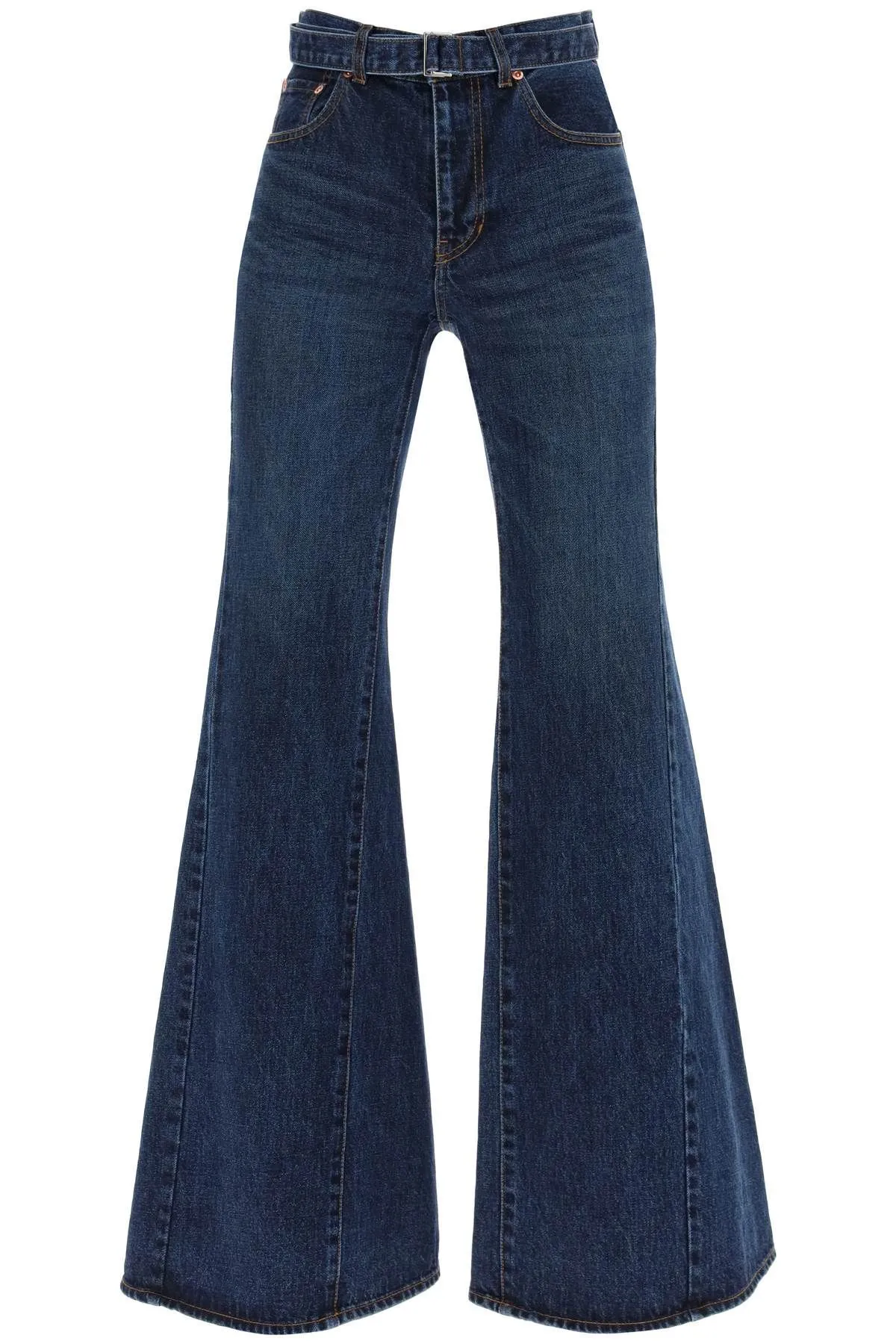 Jeans boot cut con cintura abbinata