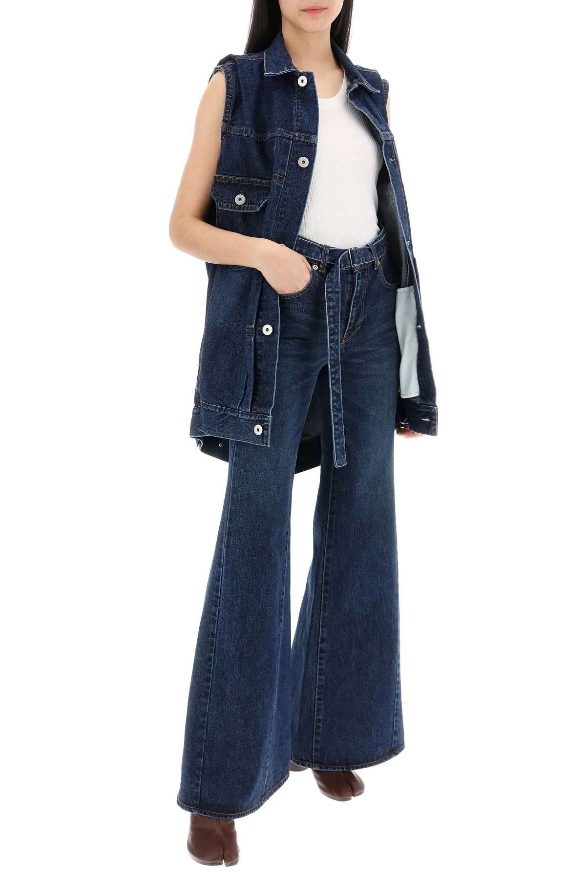Jeans boot cut con cintura abbinata