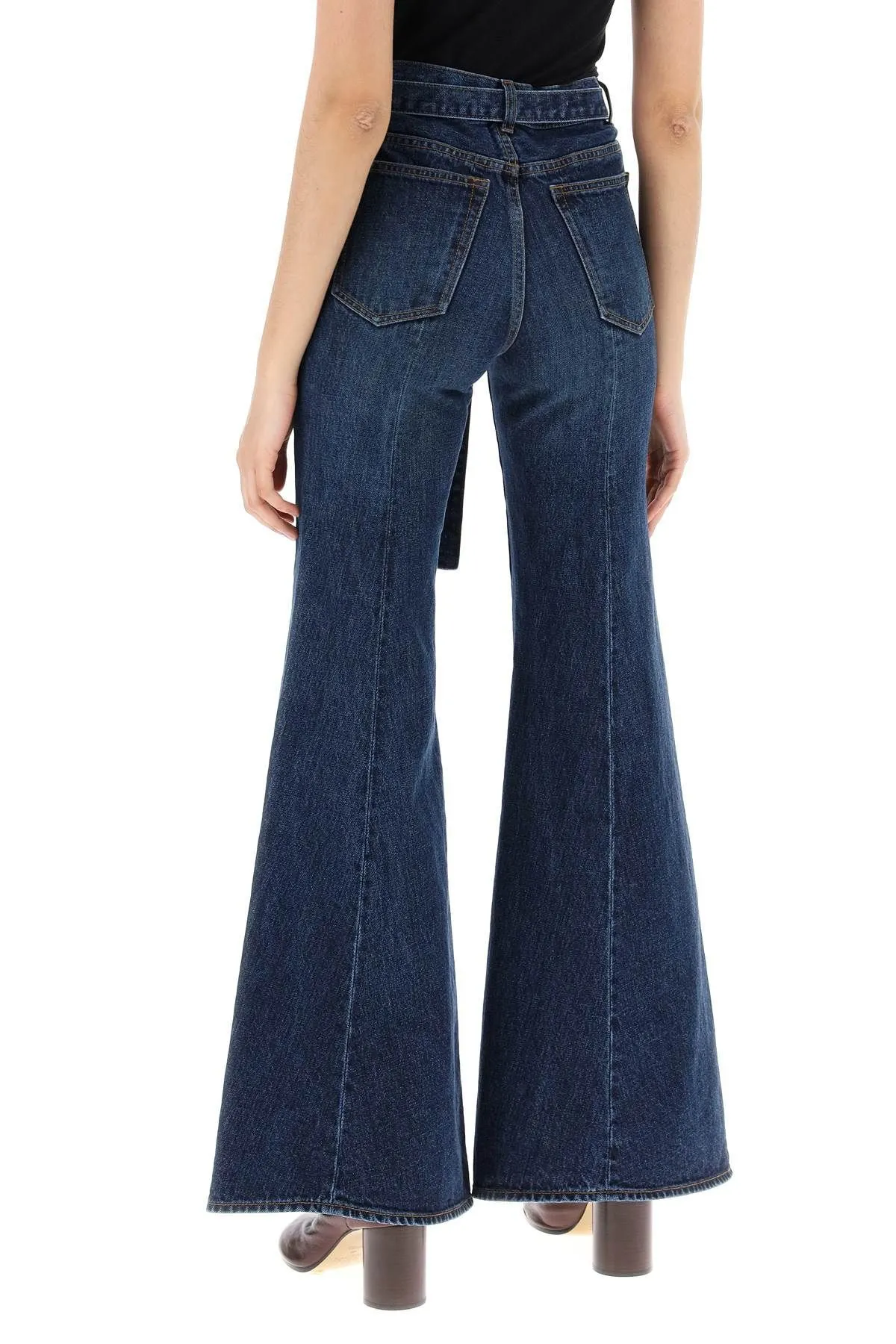 Jeans boot cut con cintura abbinata