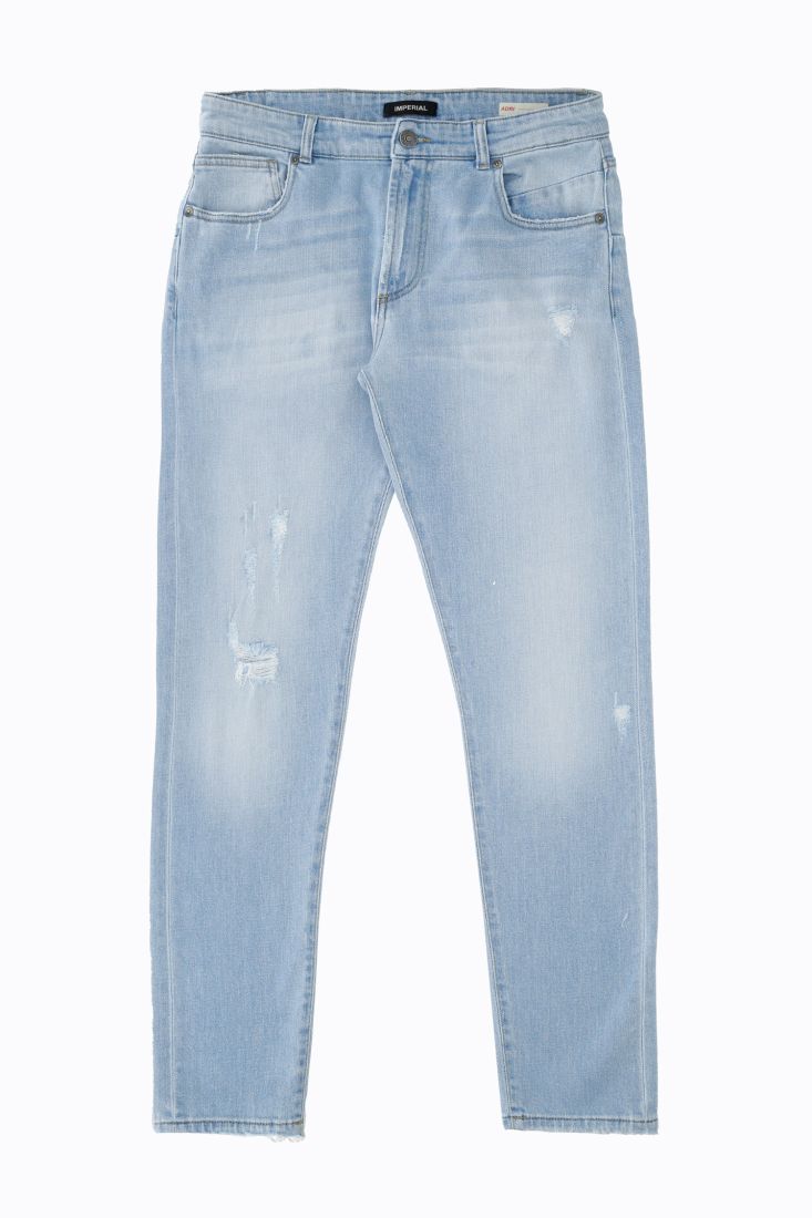 Jeans slim cropped effetto délavé con abrasioni