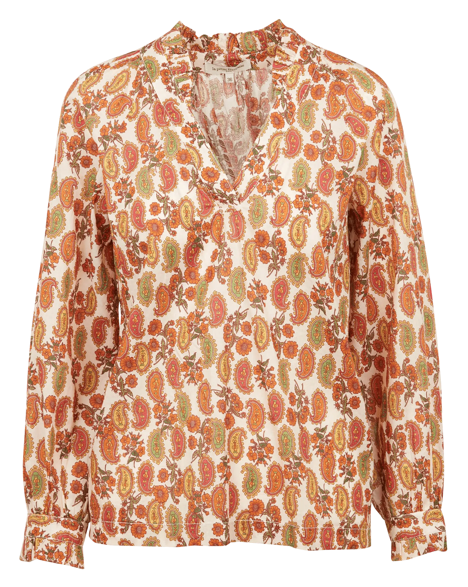  LA PETITE FRANCAISE   BOUSSOLE - Top scollo a V in cotone stampato | Rosso