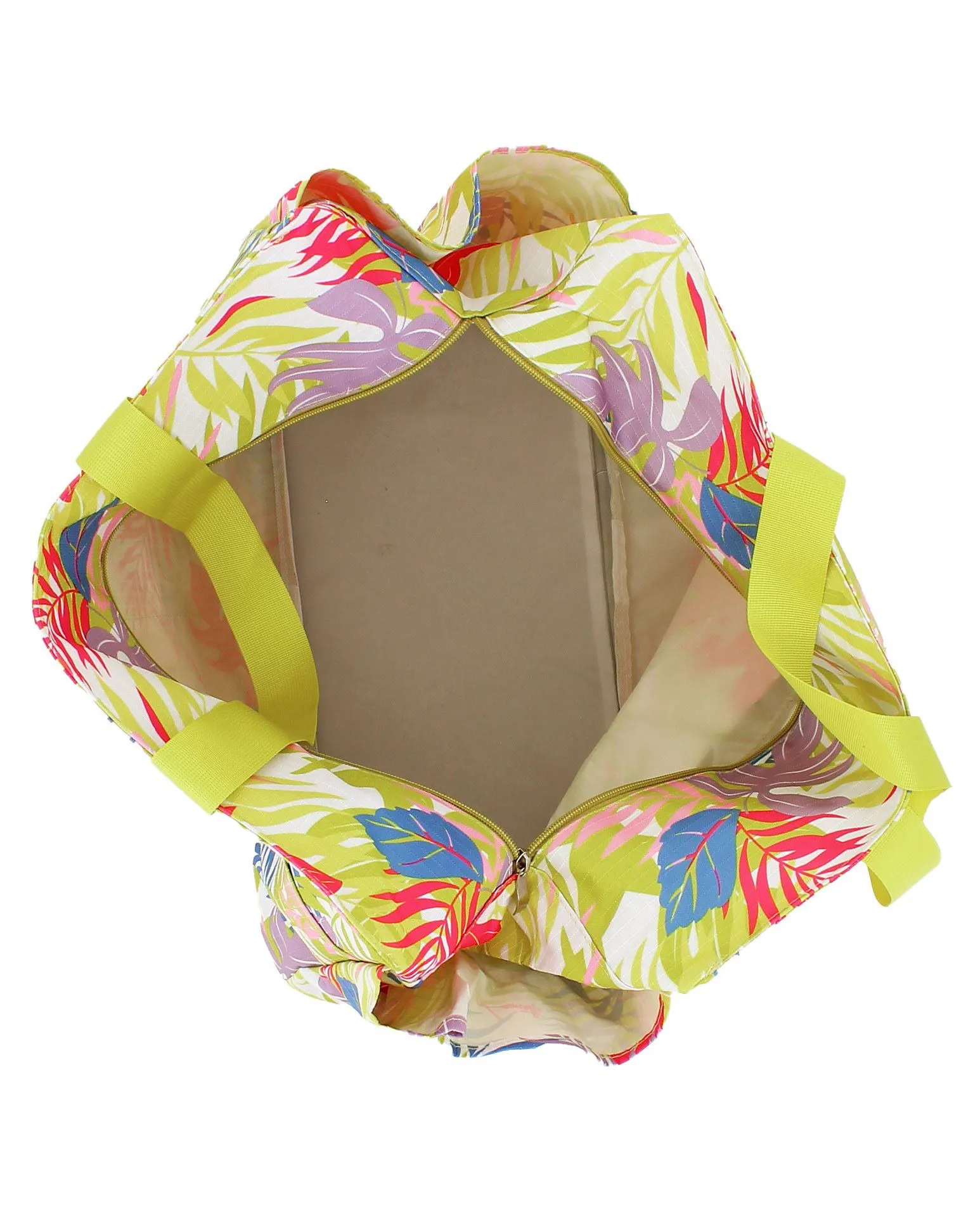 LANCETTI - BORSA MARE LIME CON FANTASIA TROPICALE CON TASCA DAVANTI E SUL LATERALE                                            Pr