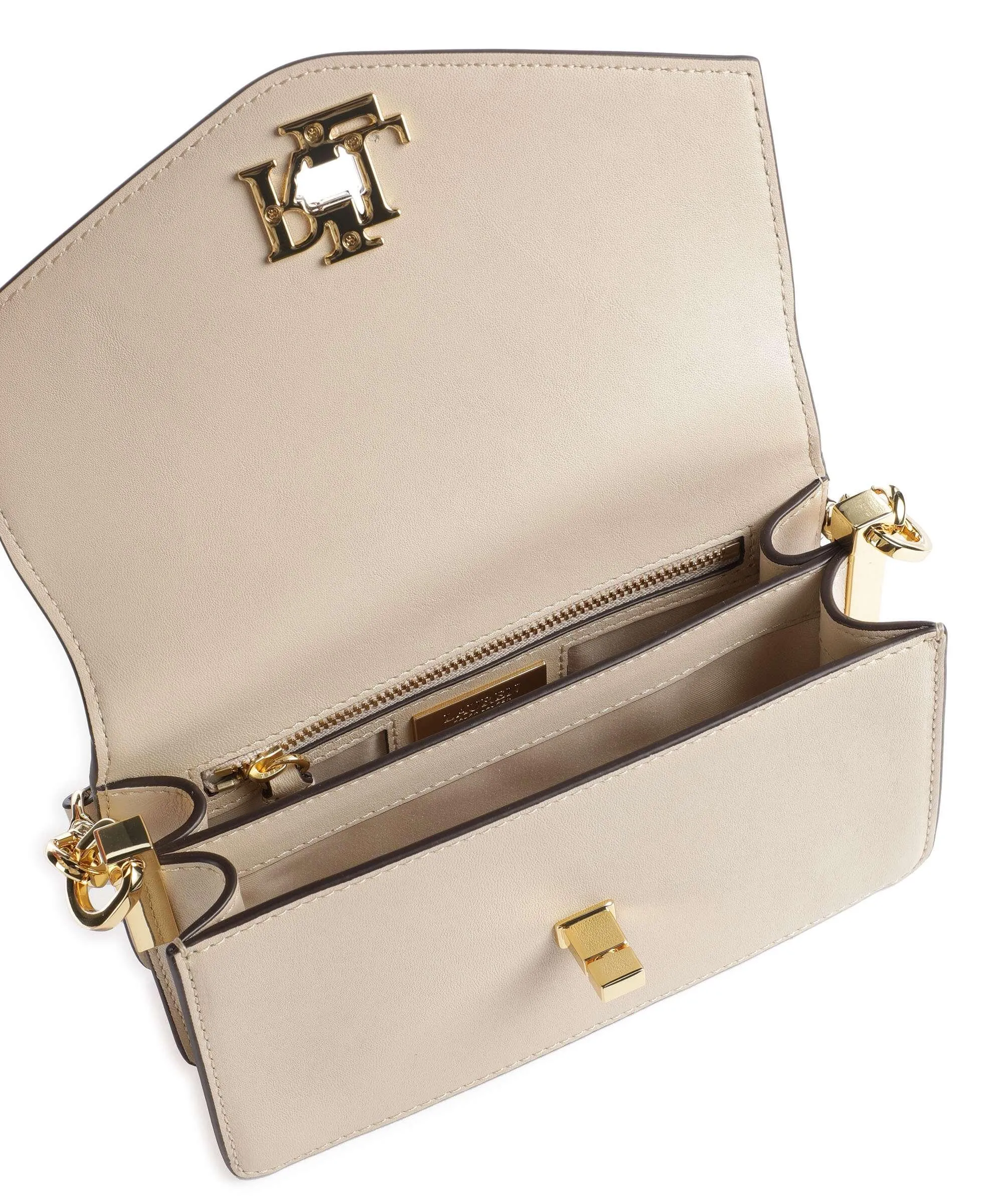  Lauren Ralph Lauren Tayler 19 Borsa a tracolla pelle di vacchetta finemente grana beige  