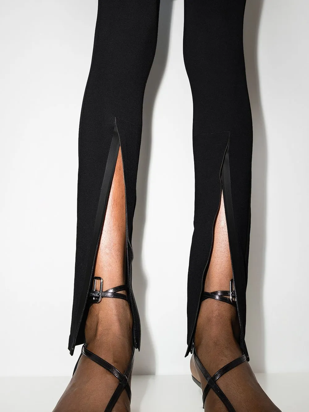 Leggings con zip in nero - donna