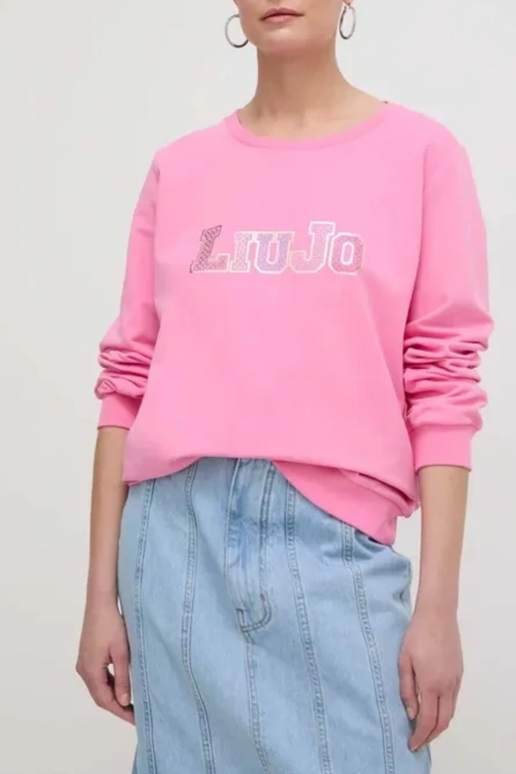 LIU JO FELPA ROSA GIROCOLLO CON LOGO 4225