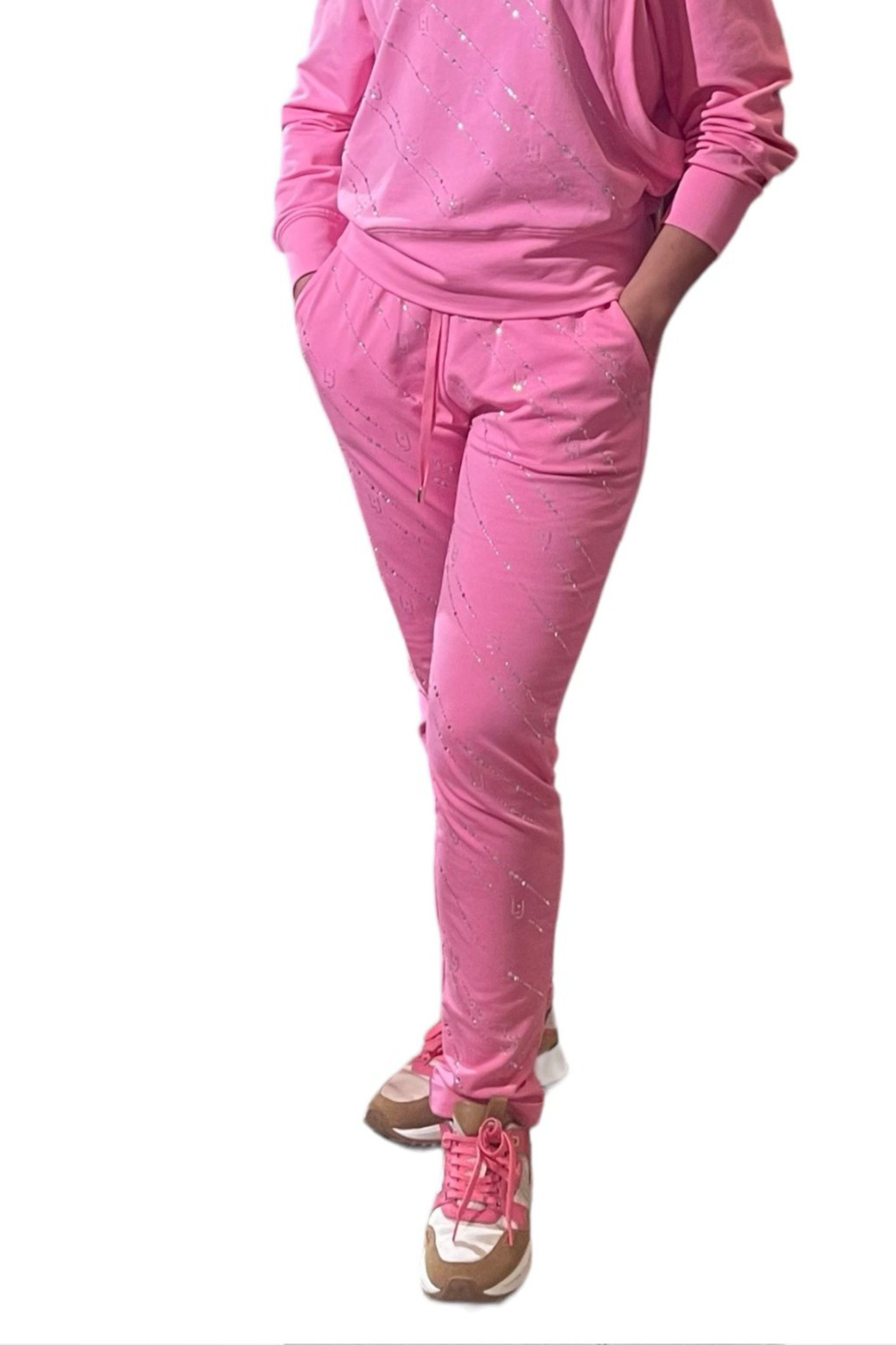 LIU JO PANTALONE IN FELPA ROSA CON STRASS 4172