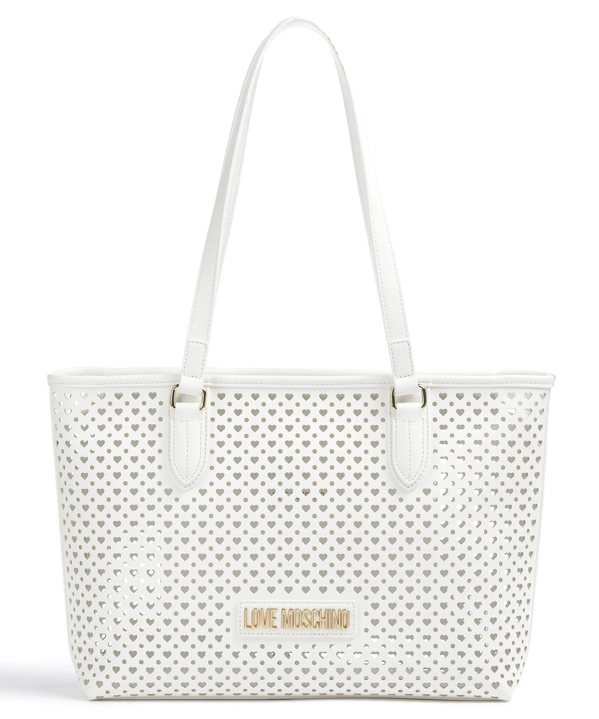  Love Moschino Heart Pattern Borsa shopper pelle sintetica bianco  