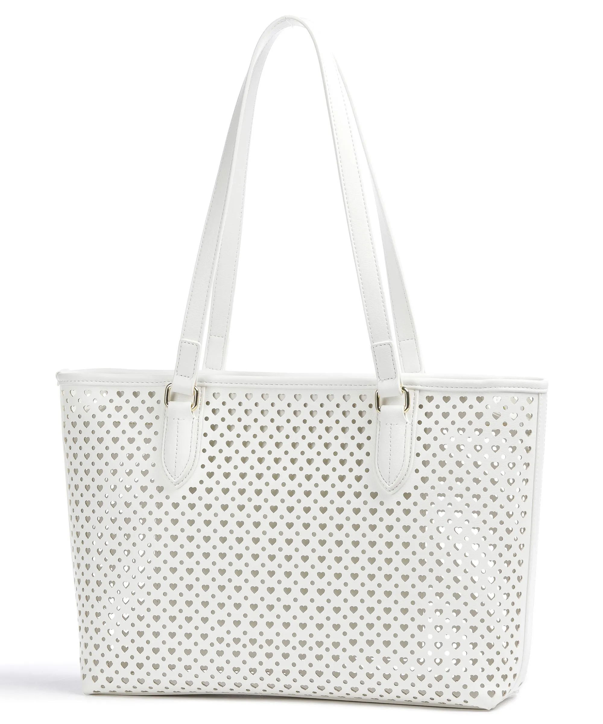  Love Moschino Heart Pattern Borsa shopper pelle sintetica bianco  