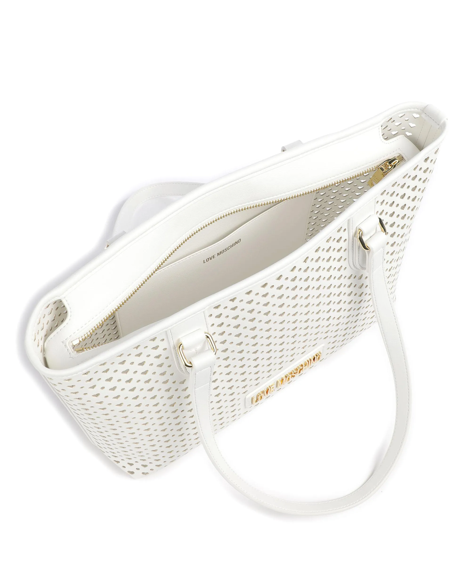  Love Moschino Heart Pattern Borsa shopper pelle sintetica bianco  