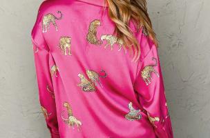 Maglia lunga con stampa di leopardi, rosa