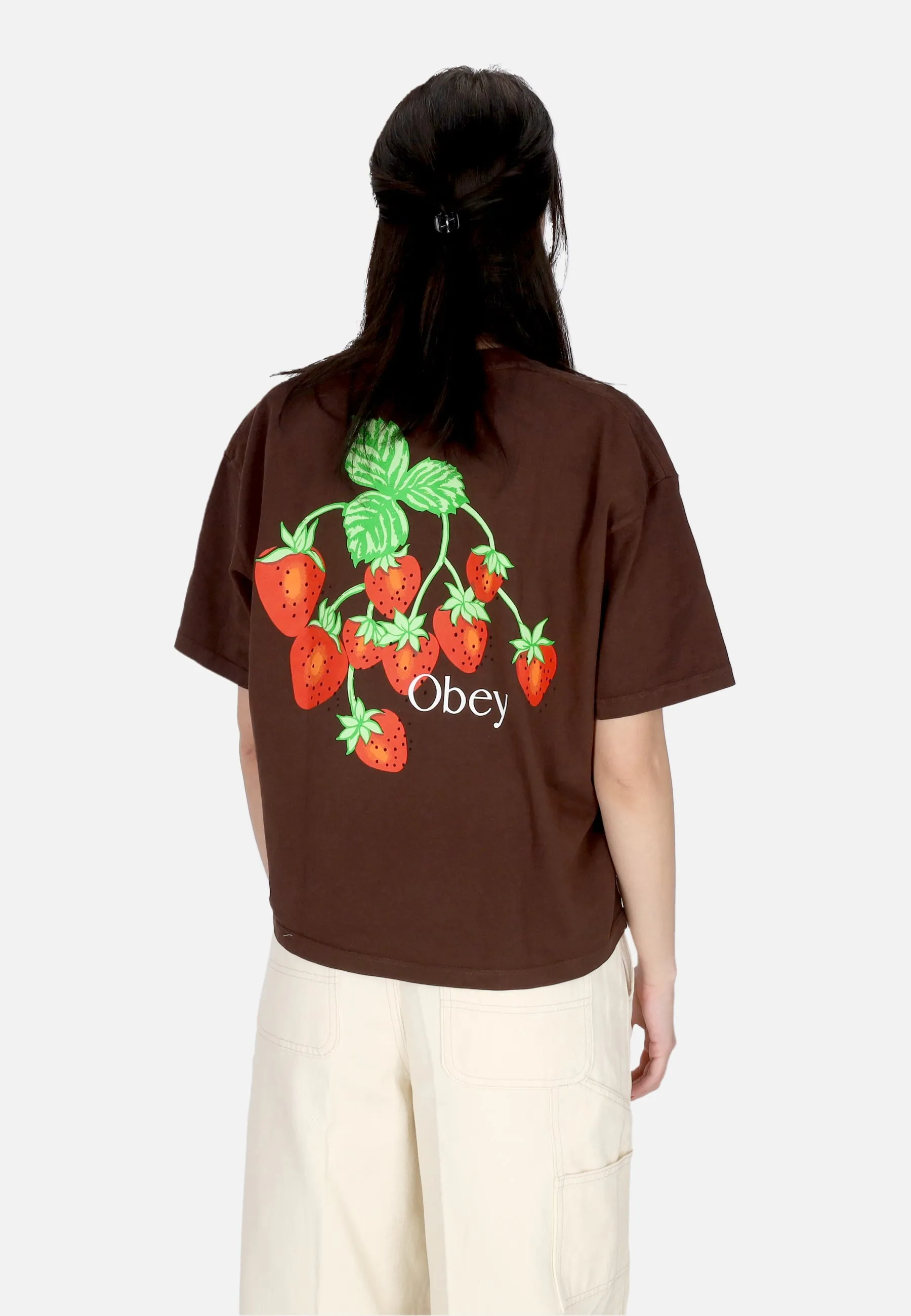 Maglietta Donna W Strawberry Bunch Raegan Crop Tee Java Brown