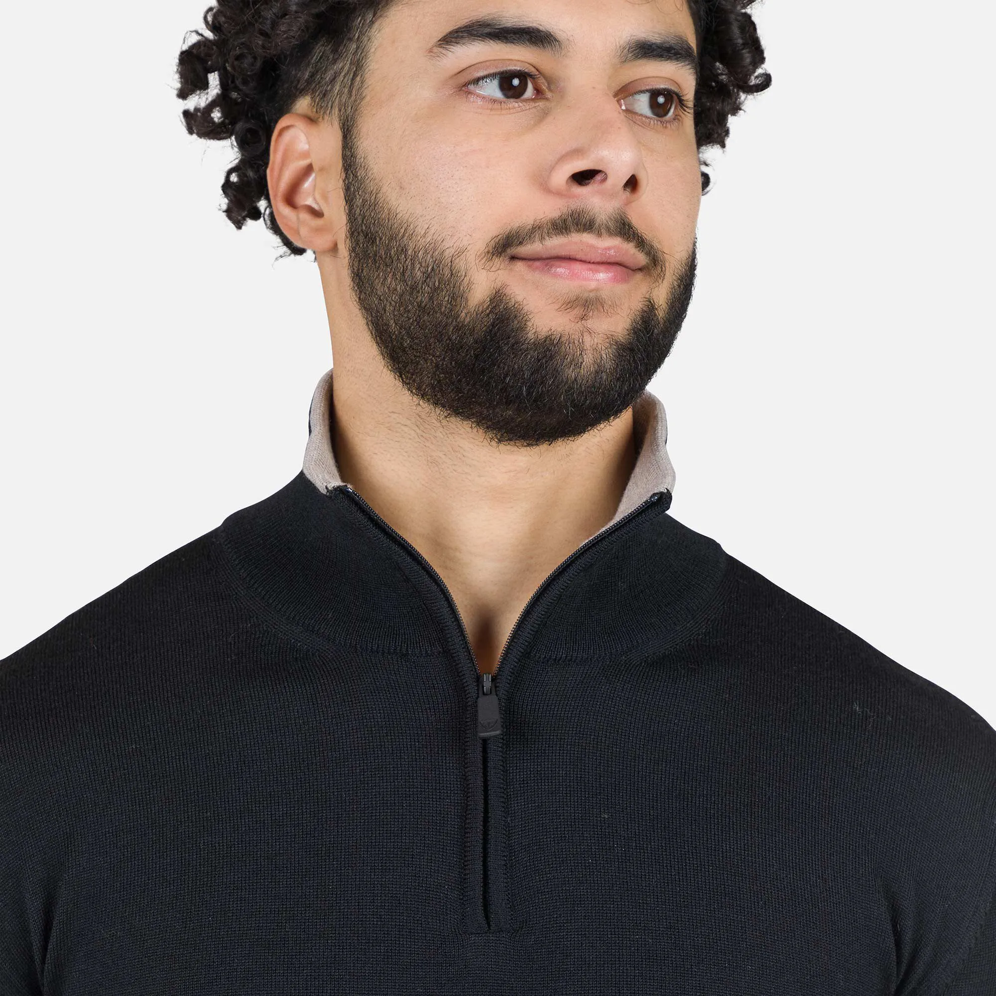 Maglione a righe con mezza zip uomo