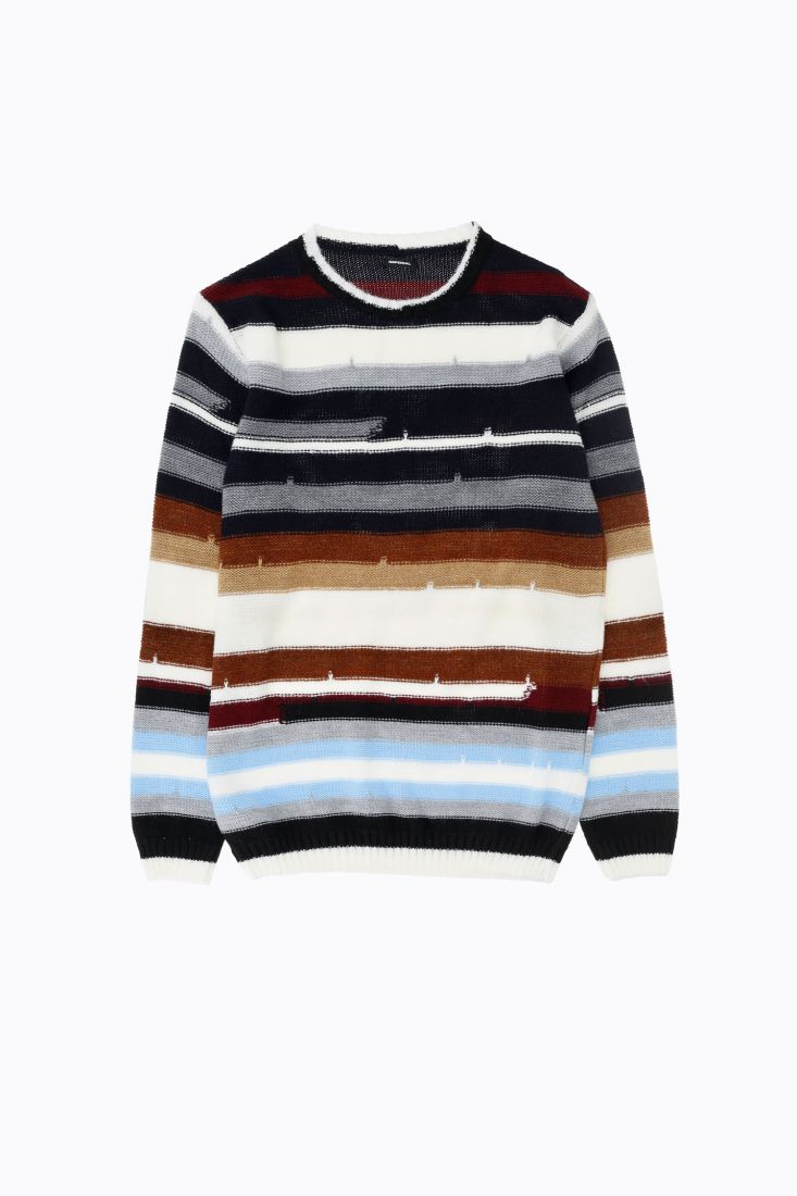 Maglione a righe irregolari multicolor