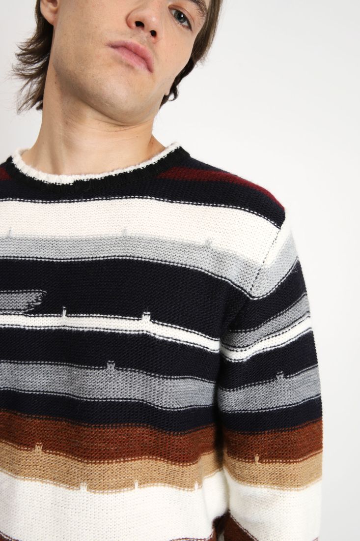 Maglione a righe irregolari multicolor
