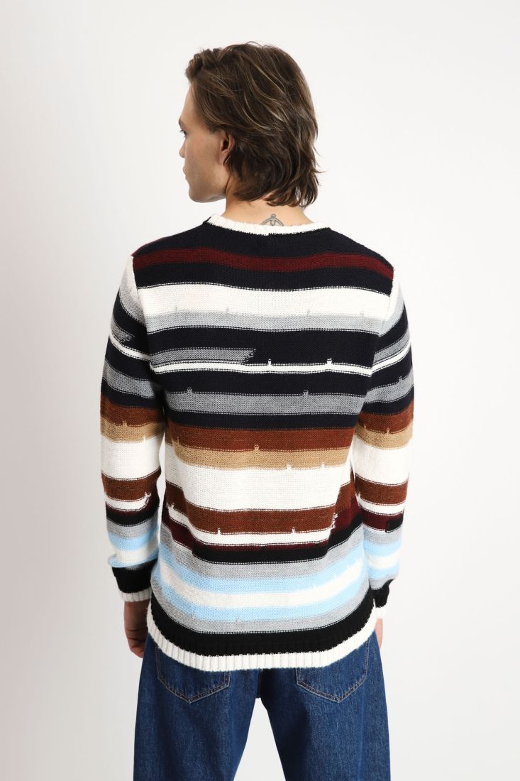 Maglione a righe irregolari multicolor