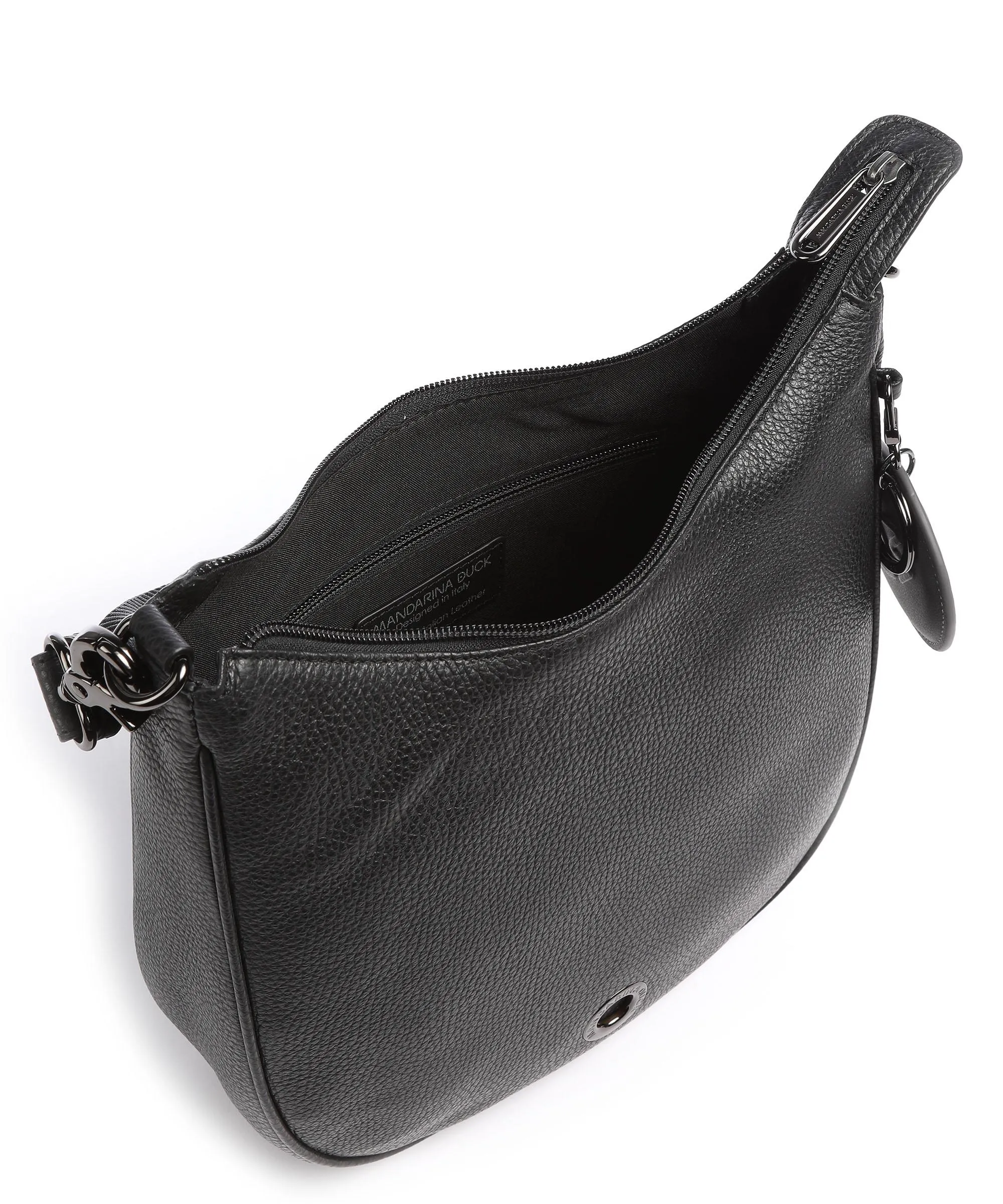  Mandarina Duck Mellow Leather Borsa hobo pelle di vitello grana nero  