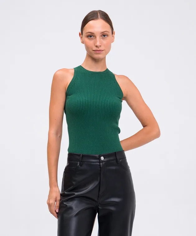 Max Mara Weekend Top verde OLIMPO a costine OLIMPO