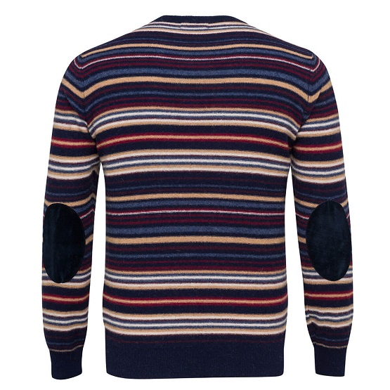 MCS maglione uomo a righe blu bordeaux e beige