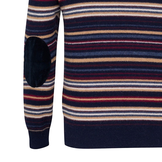 MCS maglione uomo a righe blu bordeaux e beige