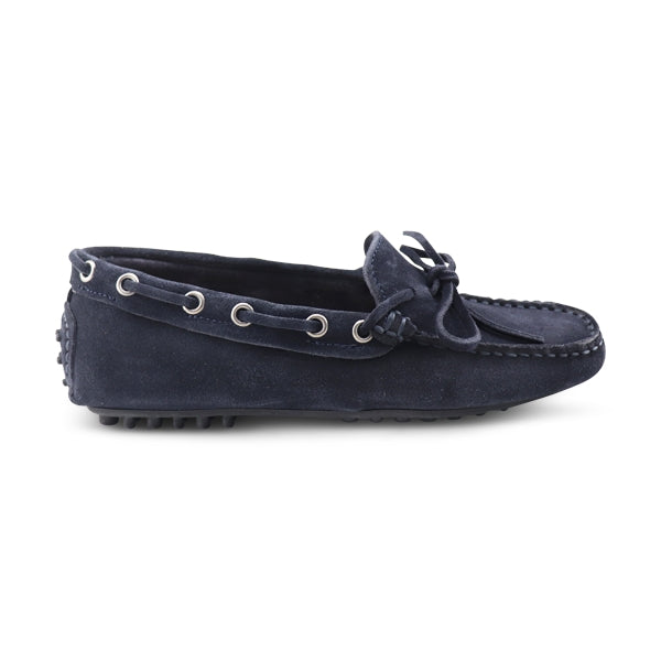 Mocassini con gommini in camoscio blu