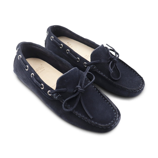 Mocassini con gommini in camoscio blu