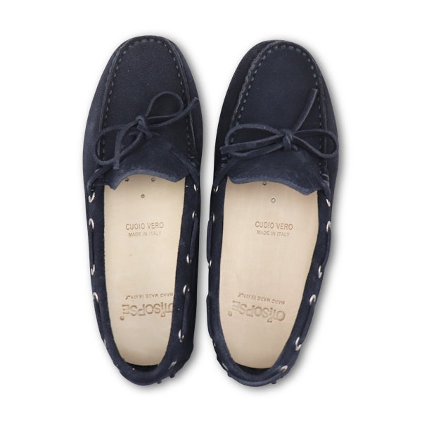 Mocassini con gommini in camoscio blu