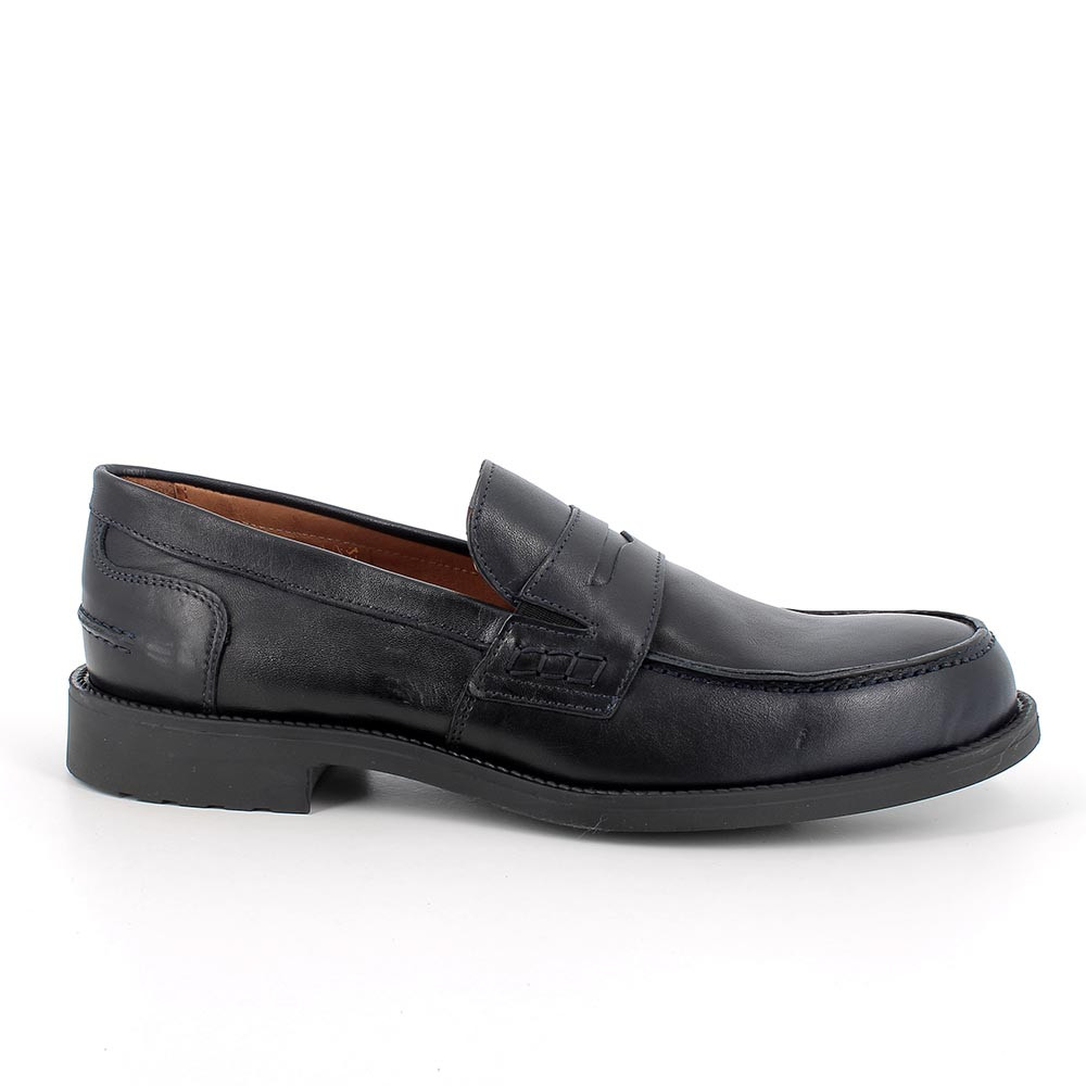 Mocassini in pelle da uomo blu
