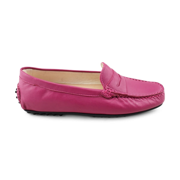 Mocassini in pelle fuxia