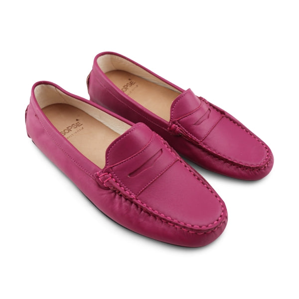 Mocassini in pelle fuxia