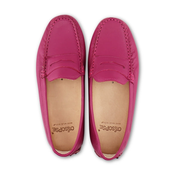 Mocassini in pelle fuxia