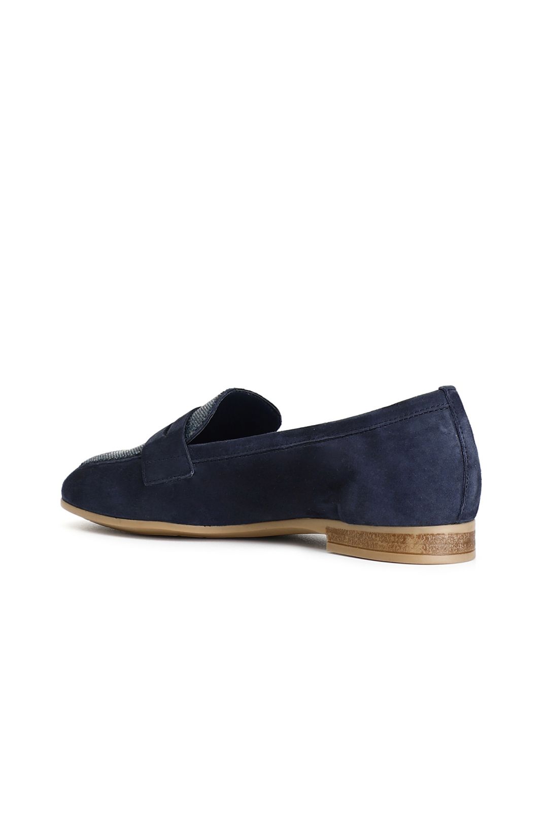 mocassini in pelle scamosciata con vaschetta strass blu