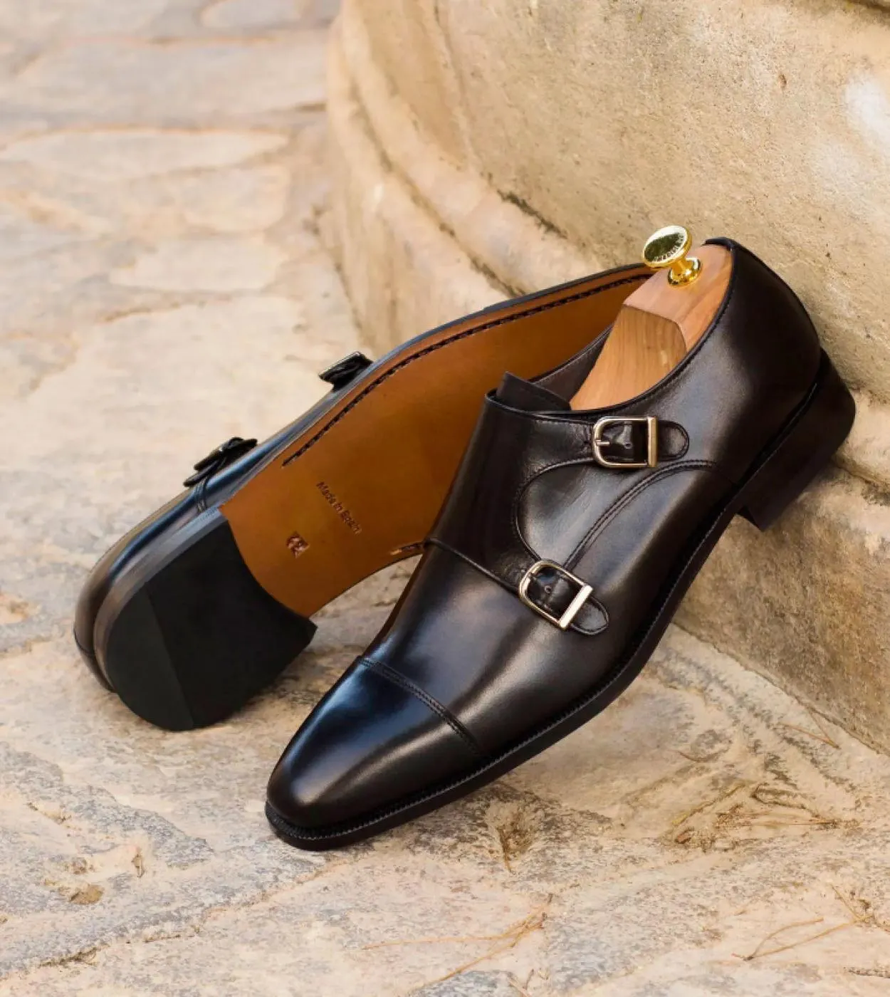 Monk Shoes Scarpe da uomo Pu Tinta unita Fashion Business Casual Classico a tre stadi in metallo con doppia fibbia Scarpe elegan