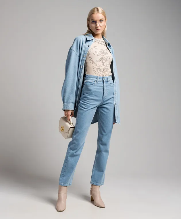 Nanushka Jeans blu Kemia con patch logo NW23RSPA01252