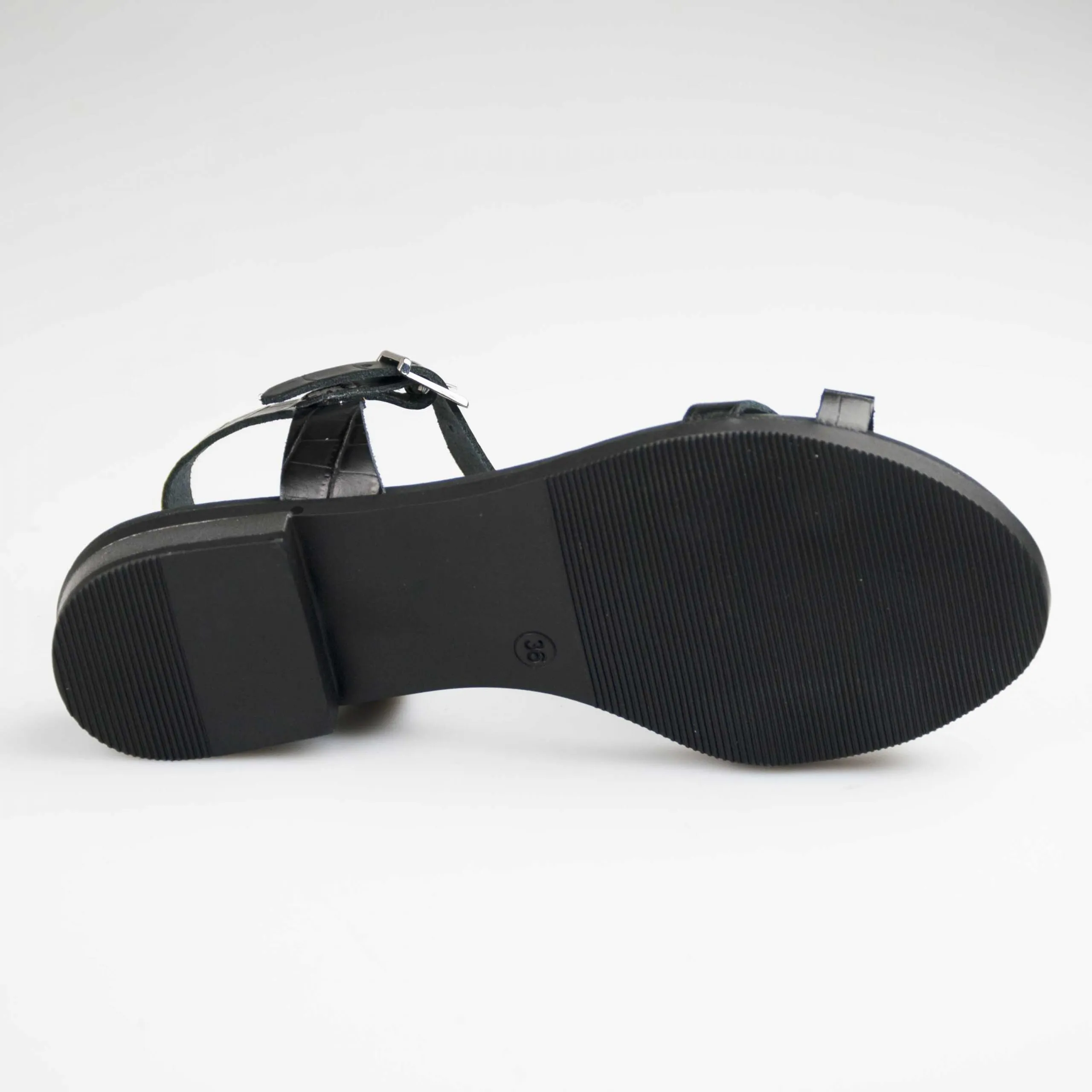 Oh! My Sandals Sandalo in pelle lucida nero con T