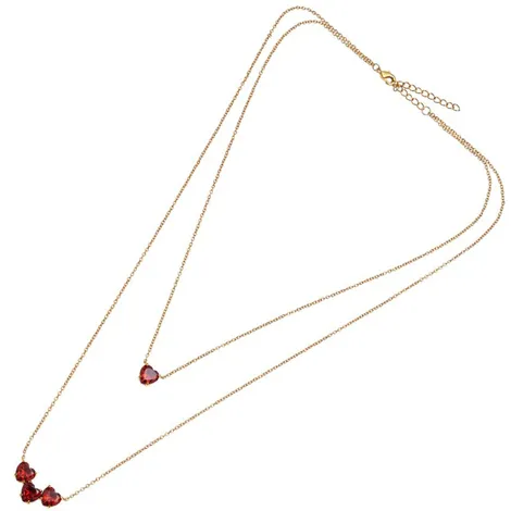 OTTAVIANI Collana multifilo con zirconi a cuore rosso