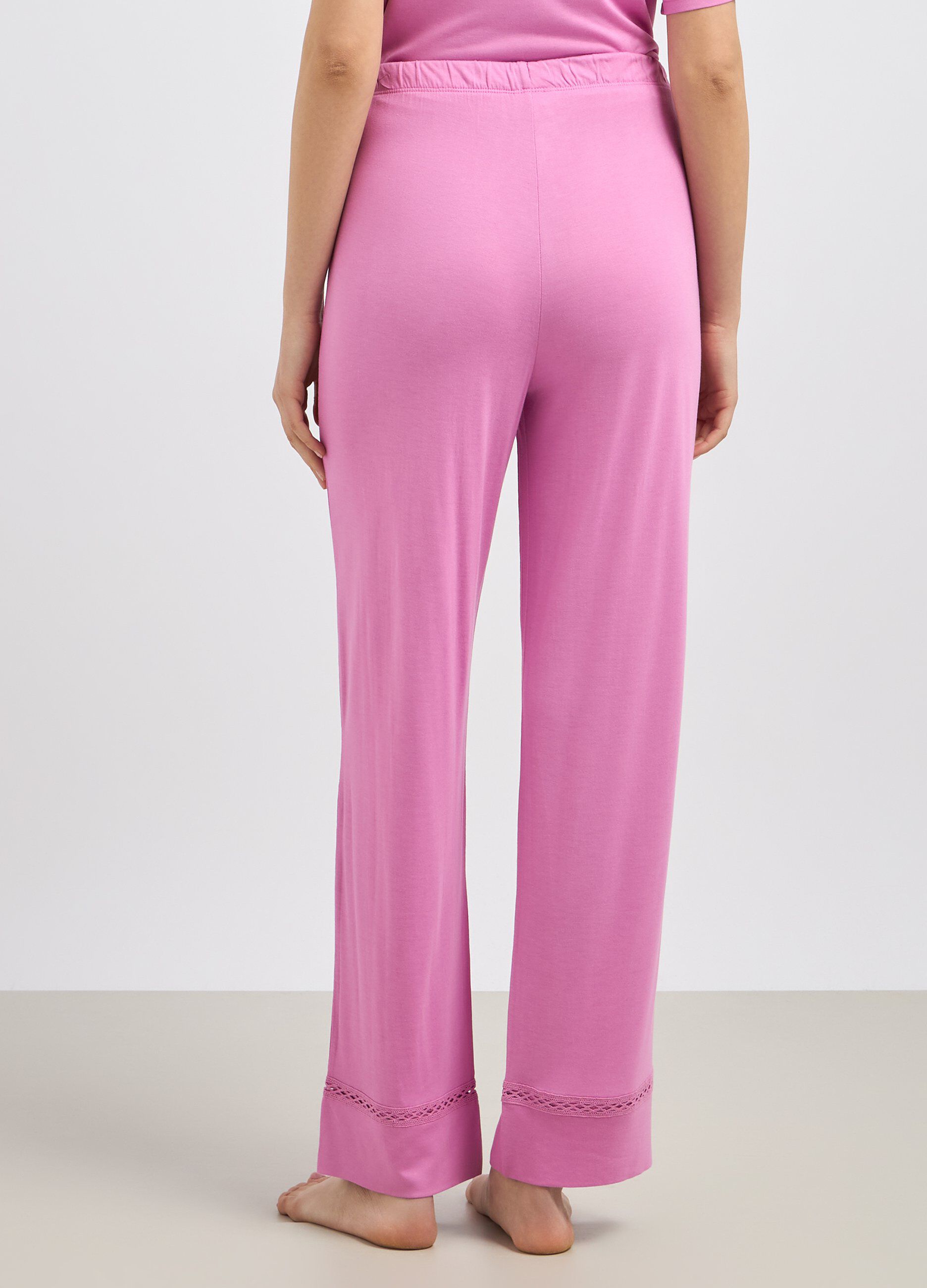 Pantalone lungo pigiama con pizzo donna