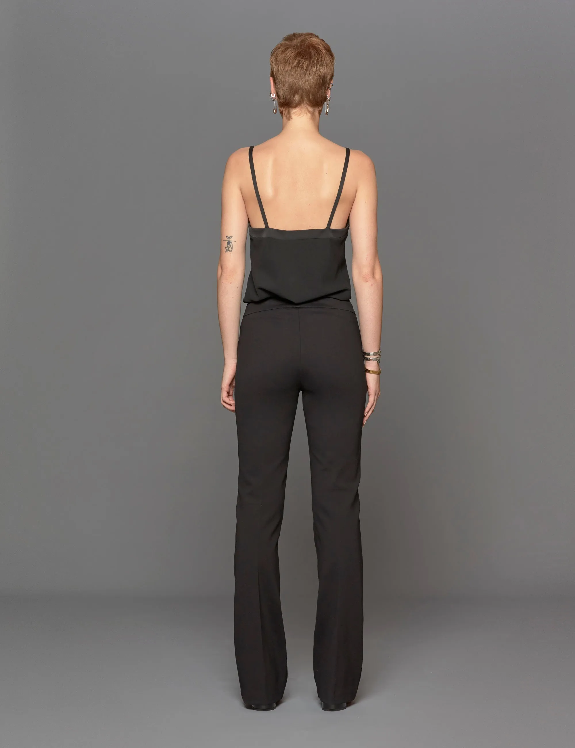 pantalone zampa punto milano nero